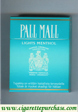 Pall Mall Famous American Cigarettes Lights Menthol light green 25s cigarettes hard box